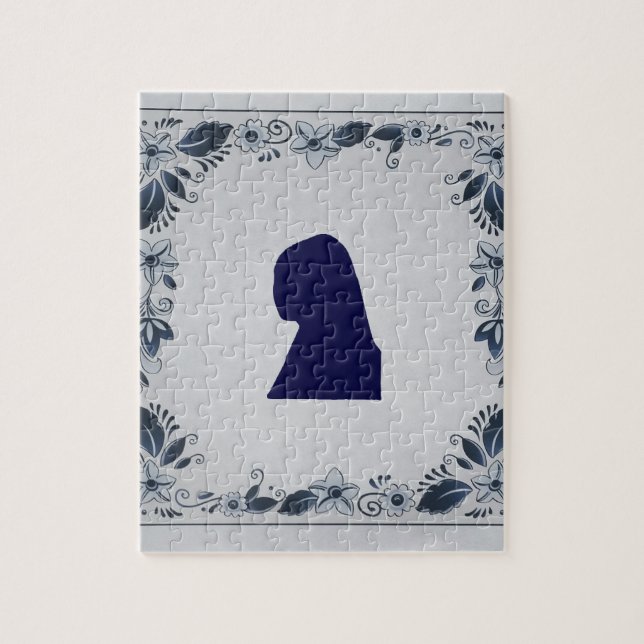 Delft Blue tile Girl mit Pearl Earring (Vertikal)