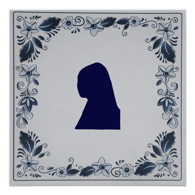 Delft Blue tile Girl mit Pearl Earring Poster (Vorderseite)