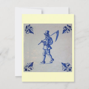 Delft Blue Tile - Rasenmäher, der Scythe oder Sich Einladung