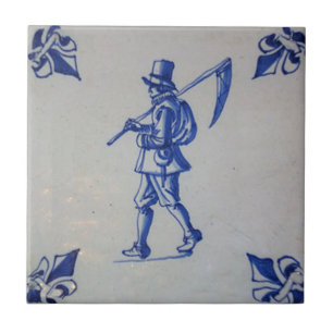 Delft Blue Tile - Rasenmäher, der Scythe oder Sich Fliese
