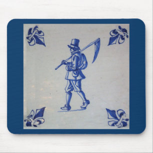 Delft Blue Tile - Rasenmäher, der Scythe oder Sich Mousepad