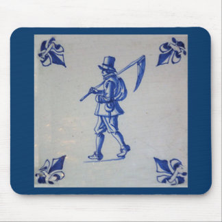 Delft Blue Tile - Rasenmäher, der Scythe oder Sich Mousepad