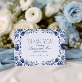 Delft Blue Toile Dankeschön Card | Benutzerdefinie Dankeskarte