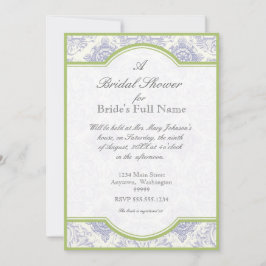 Delft Blue Toile Quatrefoil - Brautparty Einladung