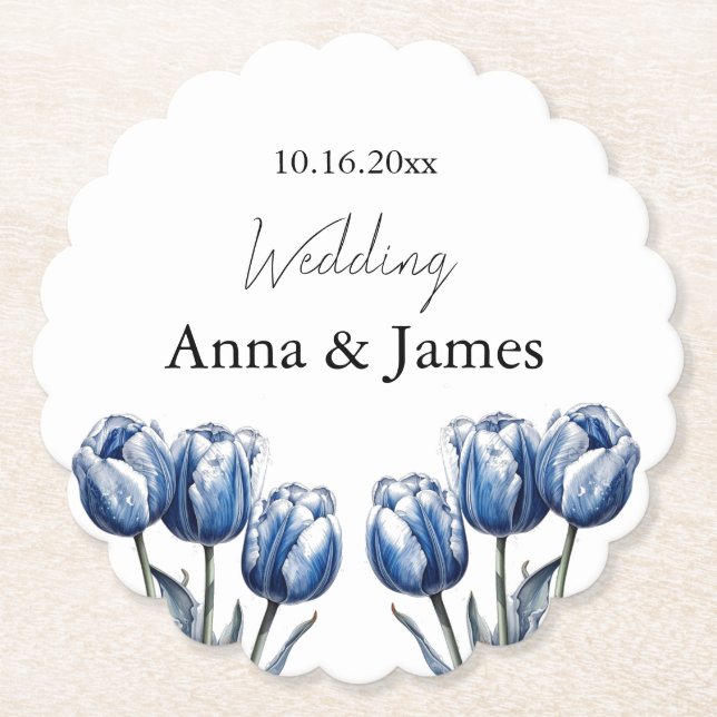 Delft Blue Tulip, custom Untersetzer (Vorderseite)