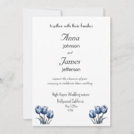 Delft Blue Tulip, kundenspezifisches Foto Hochzeit Einladung