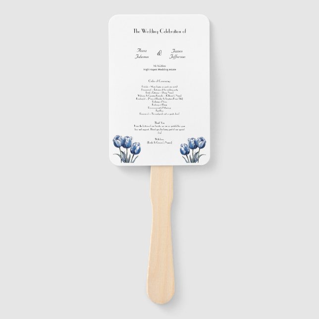 Delft Blue Tulip Wedding Program Fächer (Vorderseite)