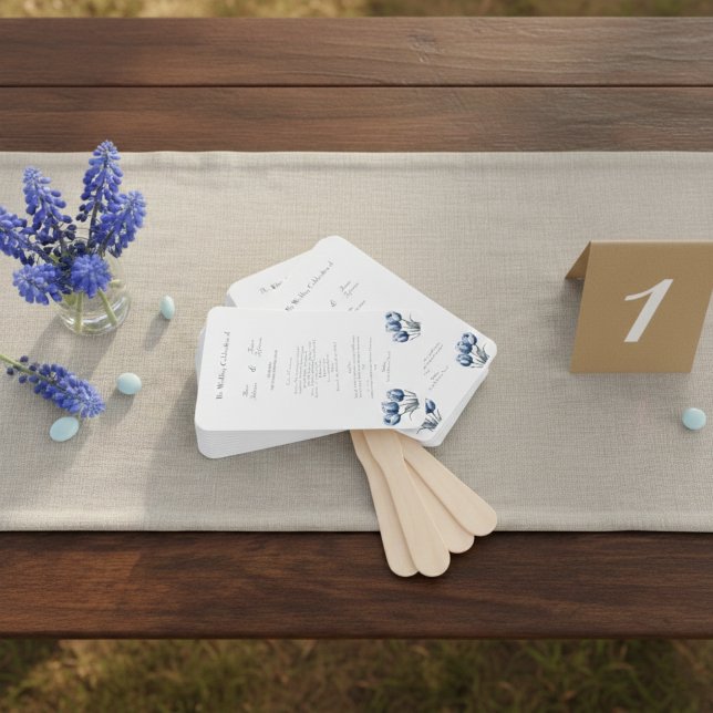 Delft Blue Tulip Wedding Program Fächer (Von Creator hochgeladen)