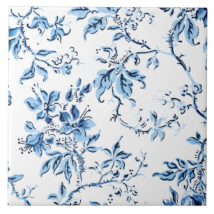 Delft Blue und White Floral Fliese