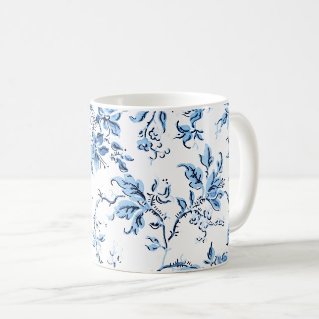 Delft Blue und White Floral Kaffeetasse (VorderseiteRechts)