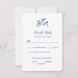 Delft Blue und White Floral Wedding Einladung