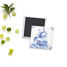 Delft Blue Vintag Sailboat Malerei Magnet