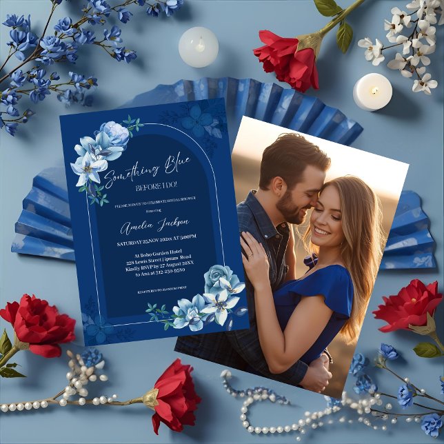 Delft Blue White Chinoiserie Floral Bridal Shower  Einladung (Von Creator hochgeladen)