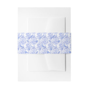 Delft Blue White Chinoiserie Floral Rokoko Toile Einladungsbanderole
