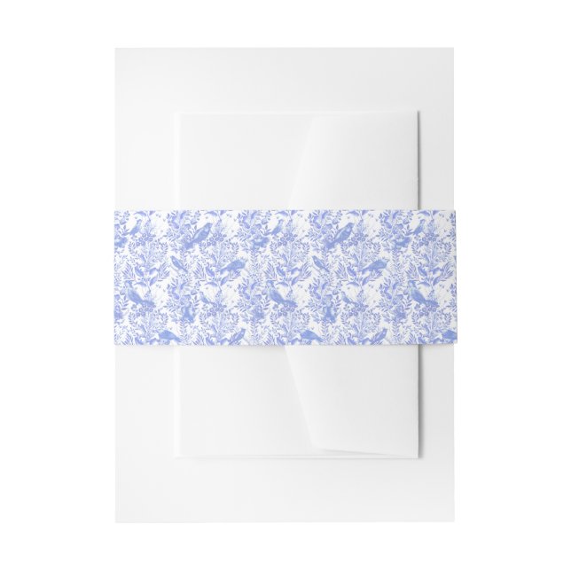 Delft Blue White Chinoiserie Floral Rokoko Toile Einladungsbanderole (Vorderseite Beispiel)