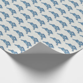 Delft Blue White Rabbit Bunny Hare Vintag Dedham Geschenkpapier