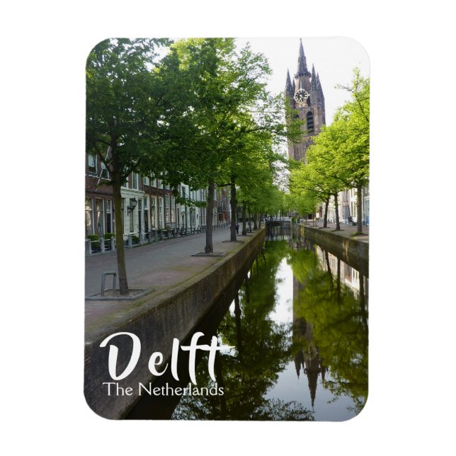 Delft Canal & Oude Kerk Magnet (Vertikal)