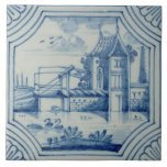 Delft-Fliese, die einen Drawbridge über einem Fliese<br><div class="desc">Bild: 56463 Delft Fliese, die einen Drawbridge über einem Kanal, 19. Jahrhundert zeigt. Niederländische Schule, (19. Jahrhundert). Privatsammlung, die Stapleton Sammlung. Kunst, schöne Kunst.</div>