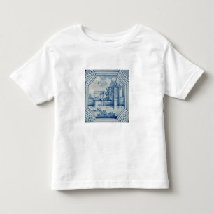Delft-Fliese, die einen Drawbridge über einem Kleinkind T-shirt