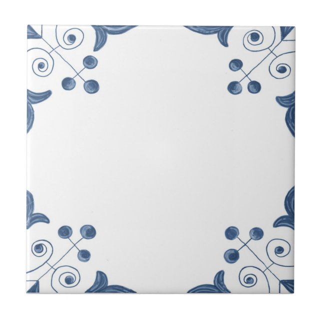 Delft-Fliese mit Rolle-Ecken Fliese (Vorderseite)