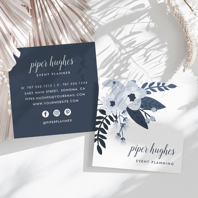 Delft Floral Quadratische Visitenkarte (Von Creator hochgeladen)