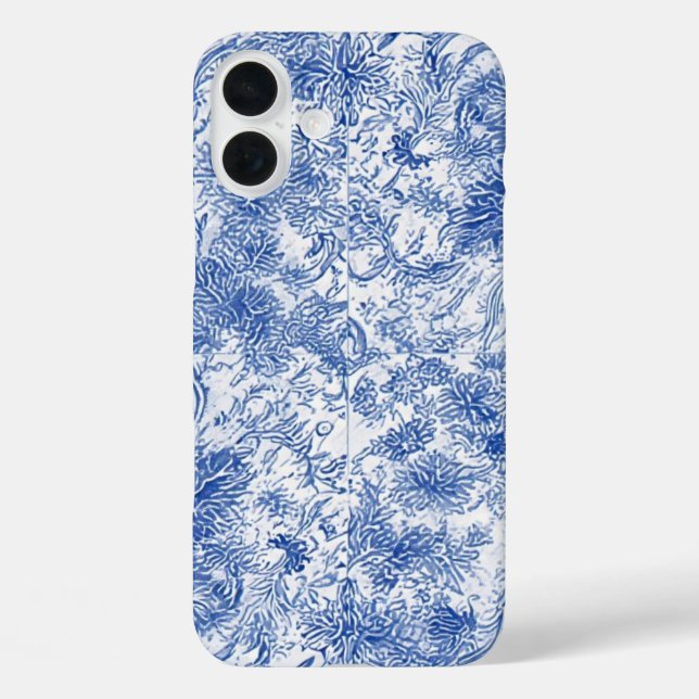 Delft Floral Tapestry - IPhone 16 Fall Plus Hülle (Rückseite)