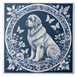 Delft-Garten Neufundländer Tiefblau Fliese