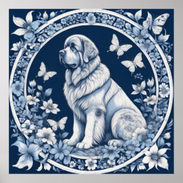 Delft-Garten Neufundländer Tiefblau Poster