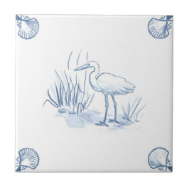 Delft-Kran-Fliese mit Muschel-Ecken Fliese