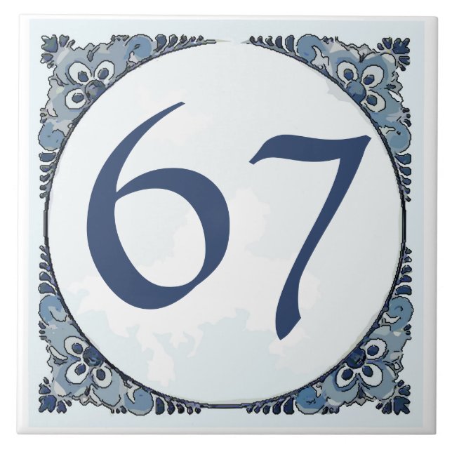 Delft look #11 Tile, House Numbers, change number Fliese (Vorderseite)