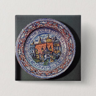 Delft-Platte mit Ansichten des Tower von London Button