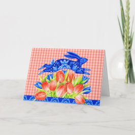 Delft Rabbit und Tulips Faltenkarte Karte