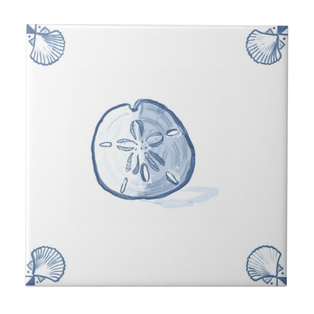 Delft-Sand-Dollar-Fliese mit Muschel-Ecken Fliese (Vorderseite)