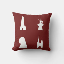 Delft-Silhouette auf Rot Kissen