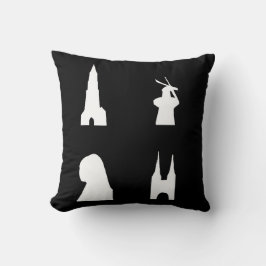 Delft-Silhouette auf schwarz Kissen