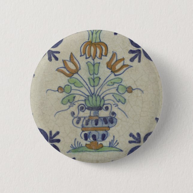 Delft Tile Antique Keramik Blume Pot Button (Vorderseite)