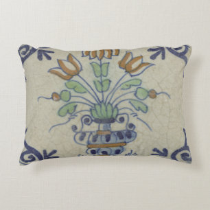 Delft Tile Antique Keramik Blume Pot Dekokissen