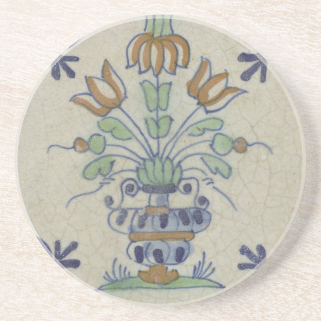 Delft Tile Antique Keramik Blume Pot Getränkeuntersetzer (Vorne)