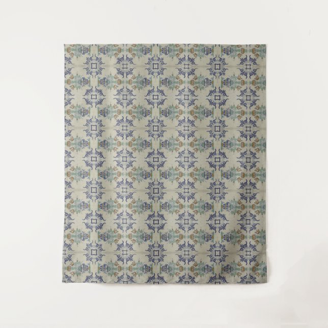 Delft Tile Antique Keramik Blume Pot Wandteppich (Vorderseite)