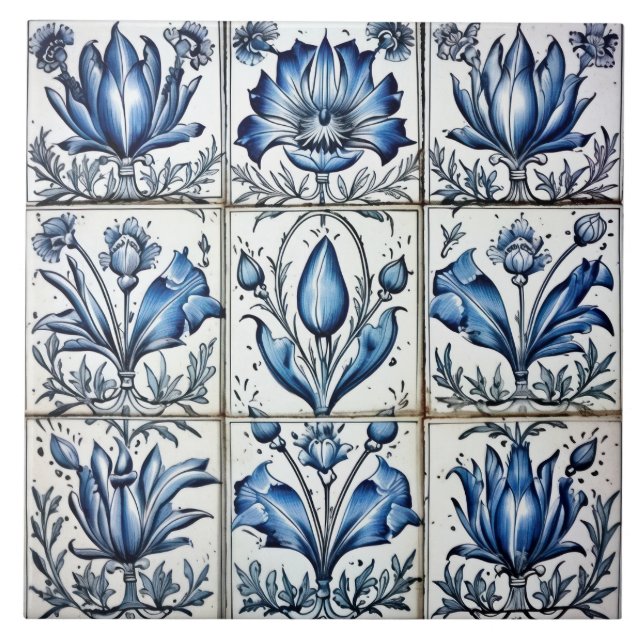 Delft Tile Blau und Weiß Tile Fliese (Vorderseite)
