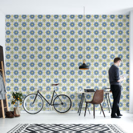 Delft Tile Blue White Tapete