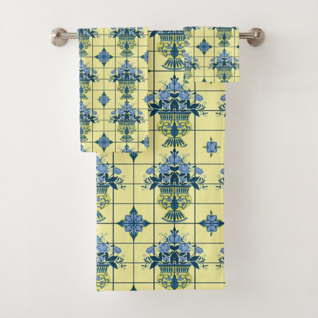 Delft Tile Pattern Badhandtuch Set (Insitu)