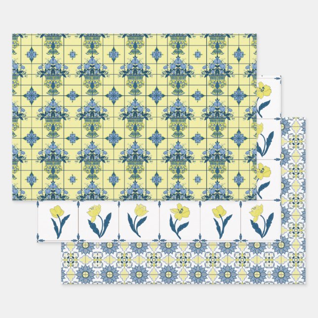 Delft Tile Pattern Geschenkpapier Set (Set)