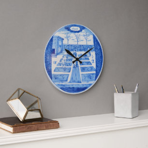 Delft-Töpferei 1 Große Wanduhr