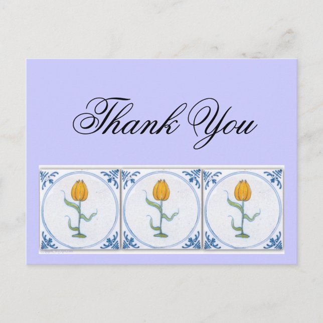 Delft Tulip Tile Vielen Dank Postcard anpassbar Postkarte (Vorderseite)
