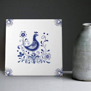Delfter Blau Niederländischer Stil Vogel Blumen In Fliese