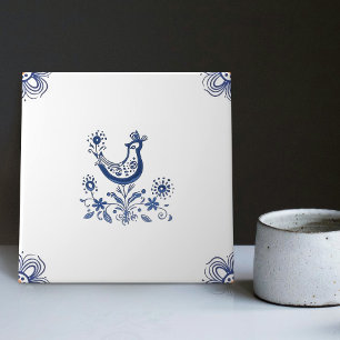Delfter Blau Niederländischer Stil Vogel Blumen In Fliese
