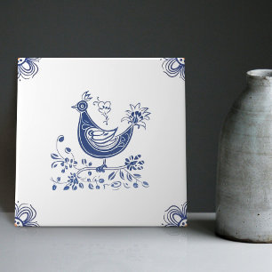 Delfter Blau Niederländischer Stil Vogel Blumen In Fliese