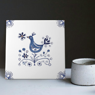 Delfter Blau Niederländischer Stil Vogel Blumen In Fliese