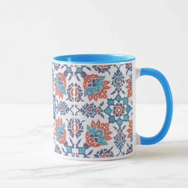 Delfter Blau-Rot-Muster-Kunst-Kaffeetasse Tasse (Rechts)